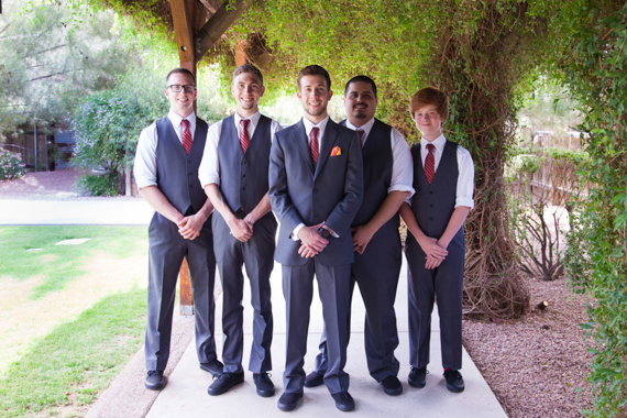 rustic chic DIY arizona wedding at Shenandoah Mill, groom with groomsmen