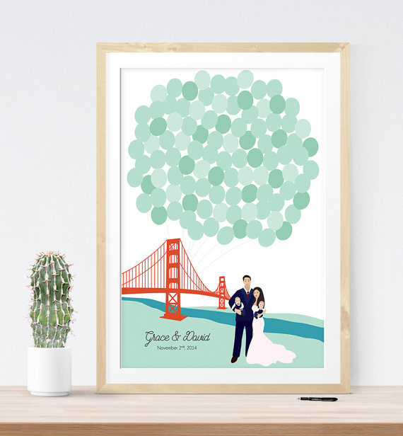San Francisco Golden Gate Bridge Wedding Guest Book | 21 Unique Themed Guest Book Alternatives via https://emmalinebride.com/reception/themed-guest-book-alternatives/