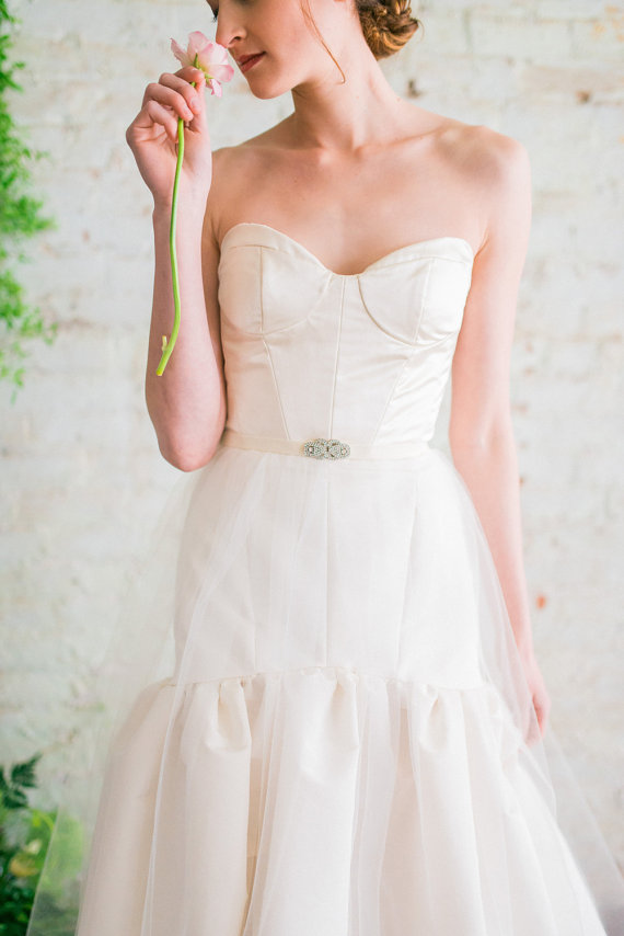 Fit-and-Flare Wedding Dress with Sweetheart Neckline | by Jillian Fellers | https://emmalinebride.com/bride/fit-and-flare-wedding-dress-sweetheart-neckline