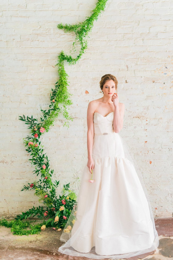 Fit-and-Flare Wedding Dress with Sweetheart Neckline | by Jillian Fellers | http://emmalinebride.com/bride/fit-and-flare-wedding-dress-sweetheart-neckline