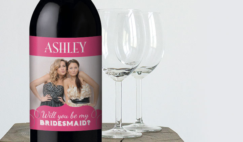 wedding wine labels can be used to ask bridesmaids to be in your wedding party! cute idea.