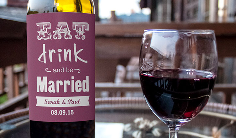 we love these wedding wine labels, which offer tons of customization options.  there are even templates in case you have no design skill.  by stickeryou.com via emmalinebride.com