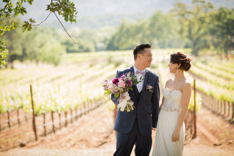 Winery Style Wedding Shoot - Happy Bride and Groom (photo: olivia smartt) https://emmalinebride.com/themes/winery-style-wedding/