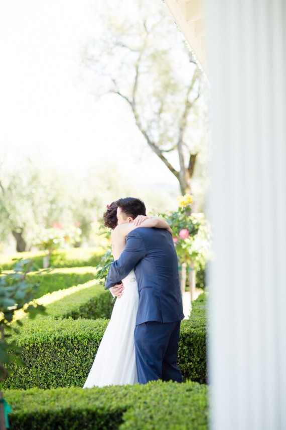 Winery Styled Wedding Shoot - The Bride and Groom Hugging