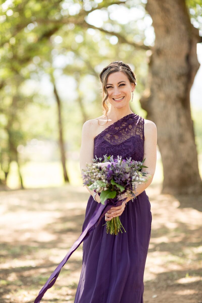 Winery Style Wedding Shoot - The Maid of Honor in Purple Dress (photo: olivia smartt) https://emmalinebride.com/themes/winery-style-wedding/