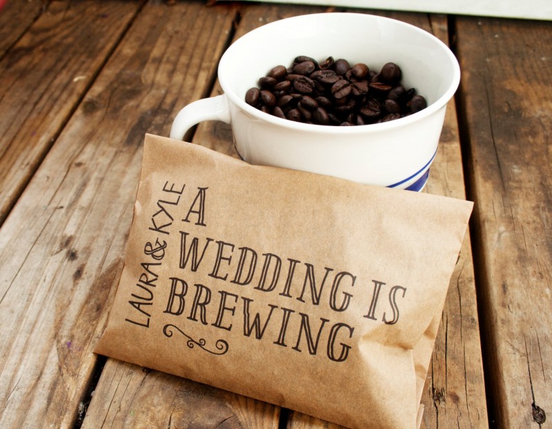 a wedding is brewing coffee favors