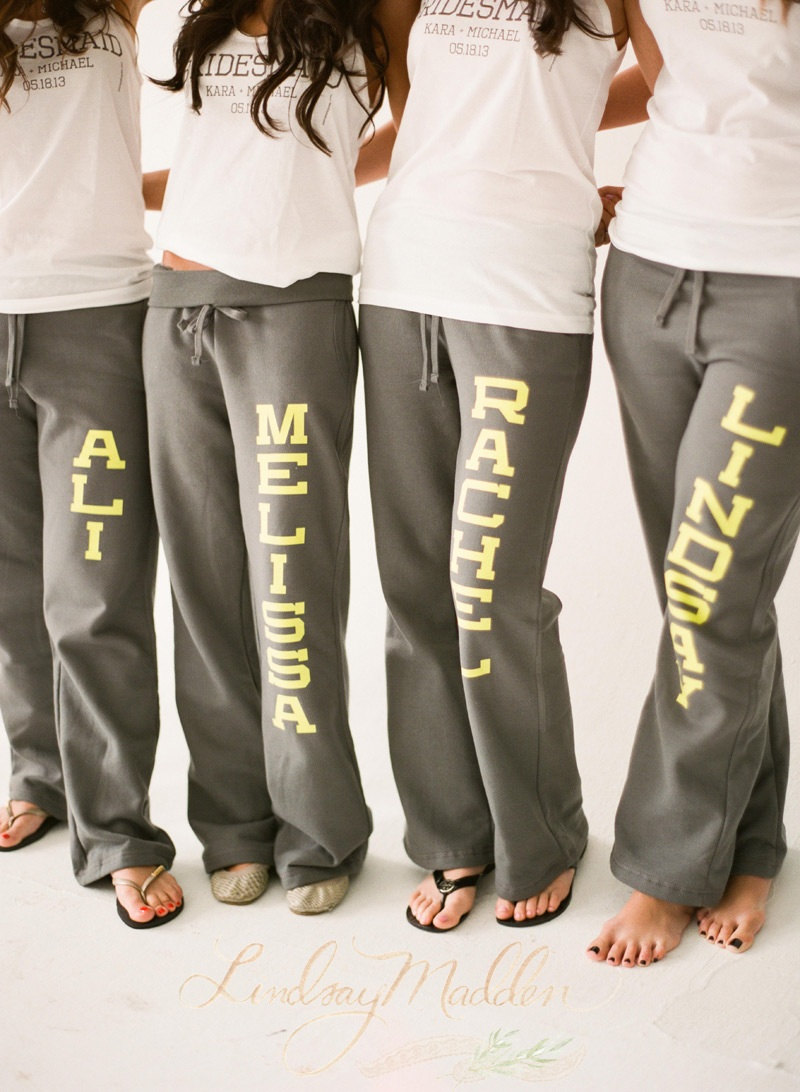 adorable name sweats for bridesmaids | by sister9designs | bridesmaid sweatpants gift weddings | 