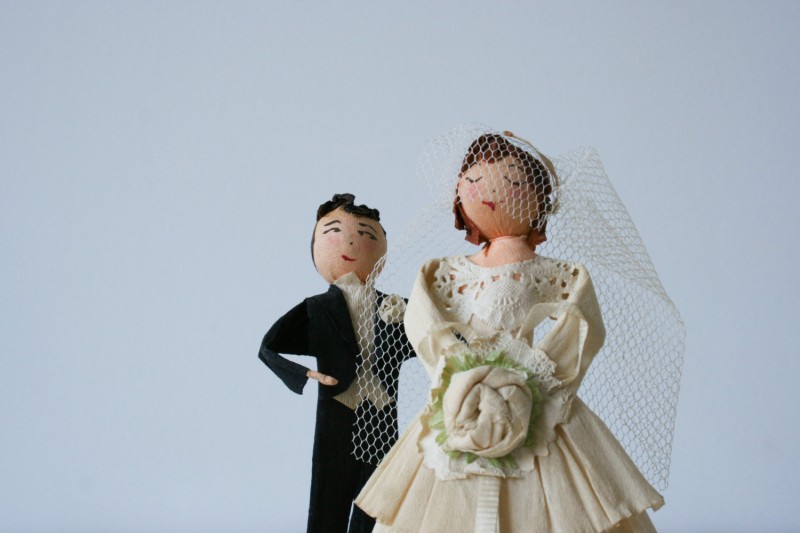 antique cake topper bride and groom