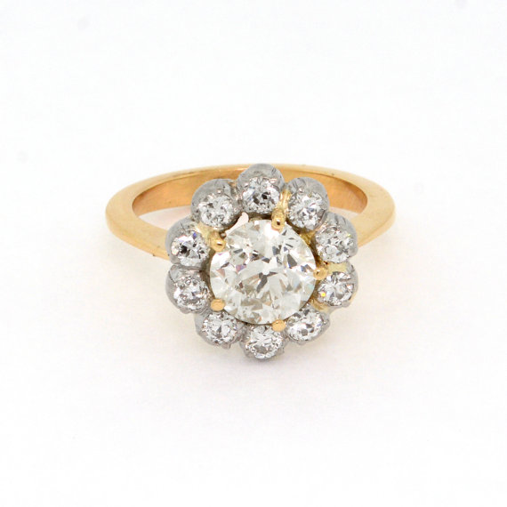 antique daisy cluster engagement ring by SITFineJewelry | daisy ideas theme weddings