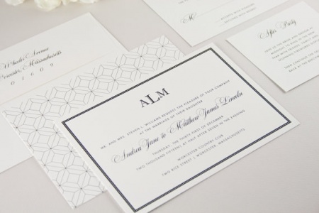 astoria patterned modern classic wedding invitations