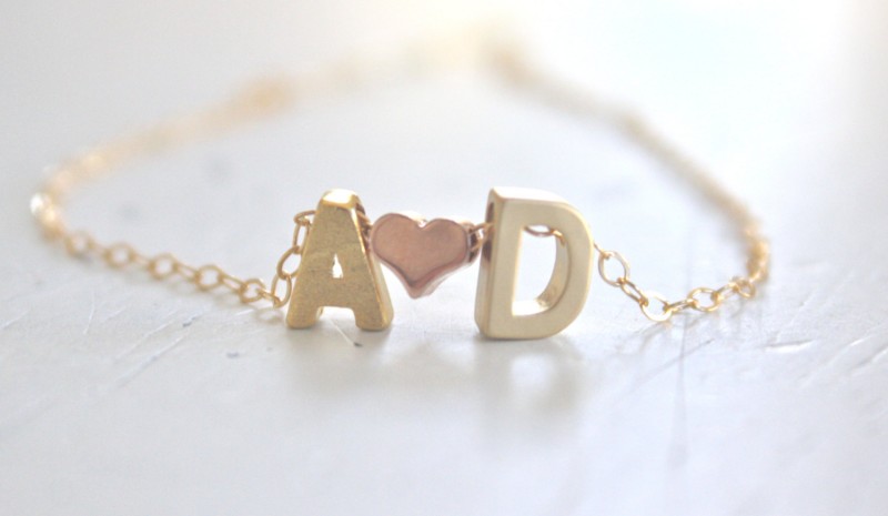 initials and heart necklace by ava hope designs | via emmalinebride.com