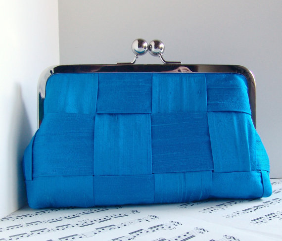 azure blue clutch purse by toriska via Colorful Wedding Accessories