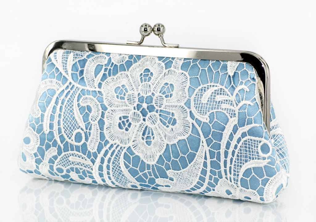 baby blue flower clutch | flower bags clutches weddings by ANGEE W.