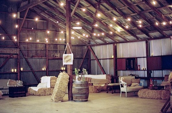 barn wedding dance area