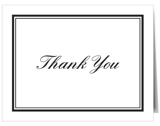 basic thank you card white and black