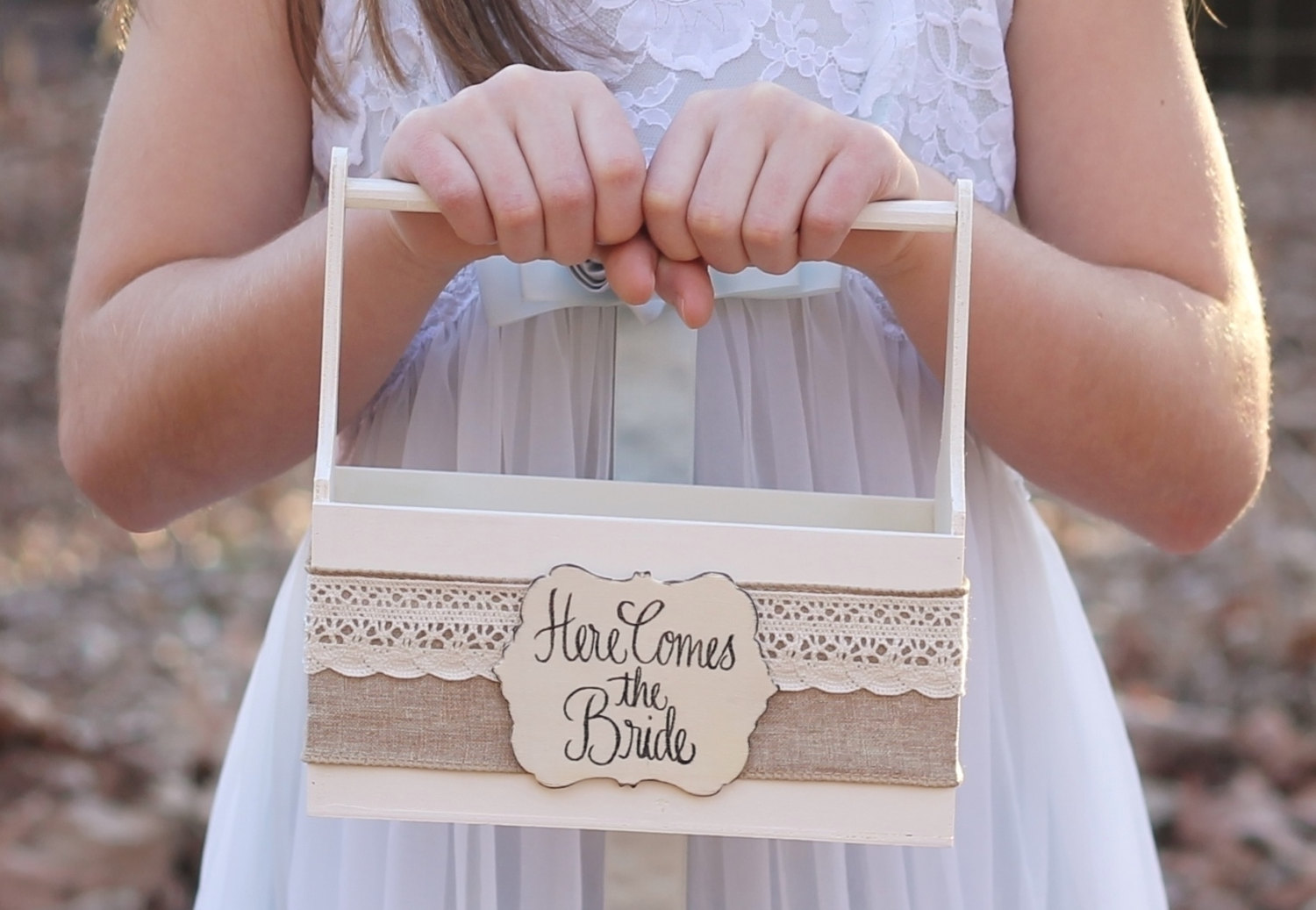 here comes the bride rustic flower girl baskets