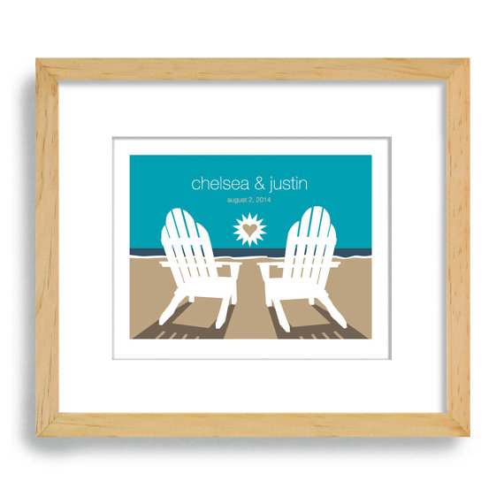 beach chairs in sand print | via wedding prints personalized by theme