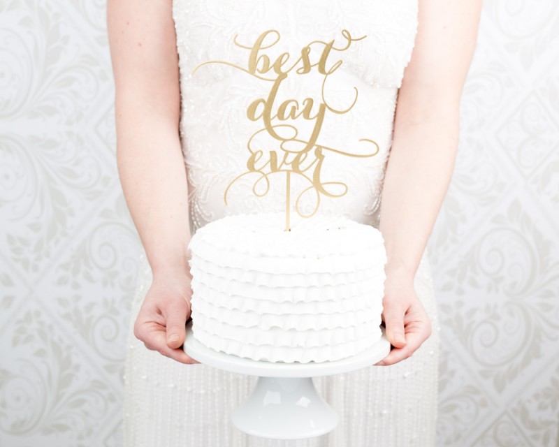 best day ever | cake toppers via https://emmalinebride.com/decor/statement-cake-toppers/