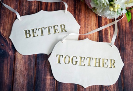 better together wedding chair signs