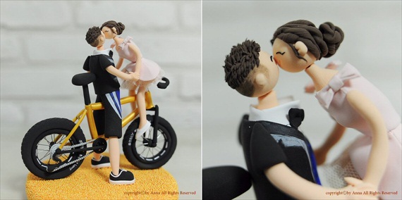bicycle themed wedding cake topper