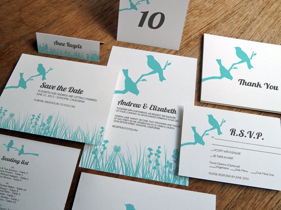 birds printable wedding invitations