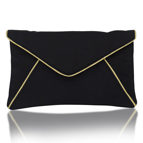 black and gold envelope clutch purse - wedding party bags