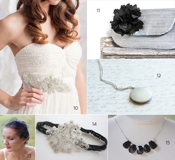 black and silver wedding attire - bride