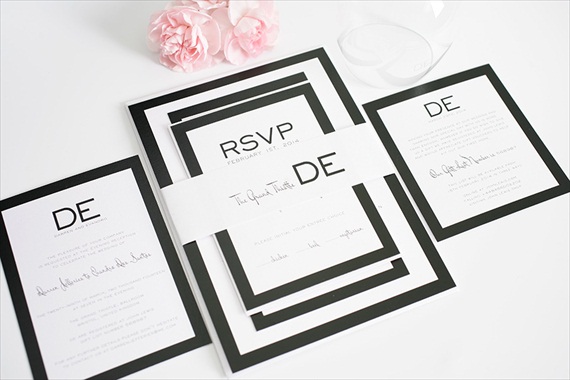 black and white modern wedding invitations