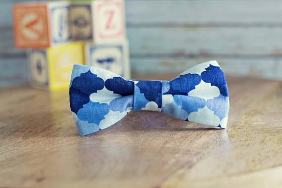 blue patterned bow ties