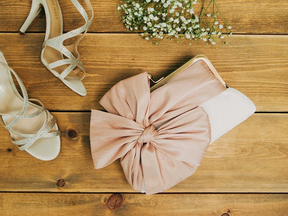 blush classic bow clutch - bridesmaid clutch sets