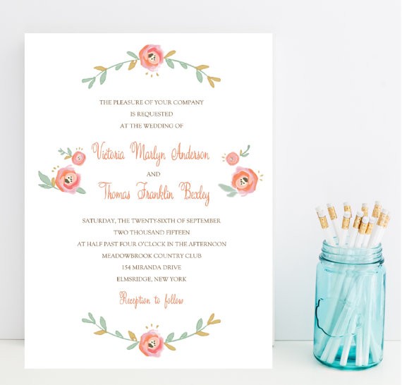 blush floral wedding invitations