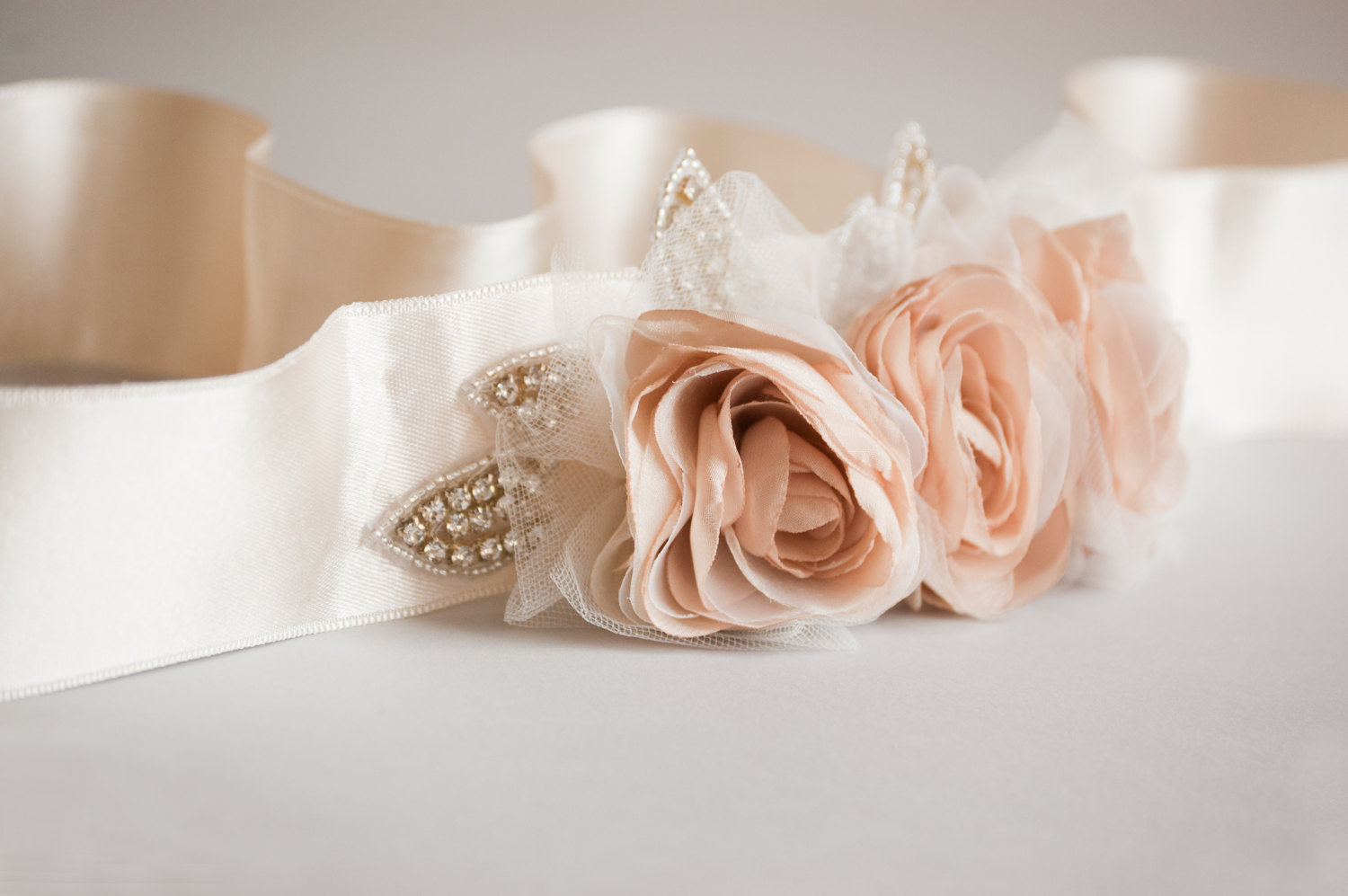 blush wedding dress sash