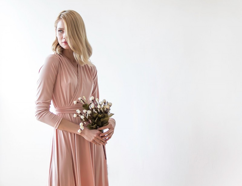 Blush Pink Bridesmaid Maxi Dress | via Bridesmaid Maxi Dresses https://emmalinebride.com/bridesmaids/bridesmaid-maxi-dresses/