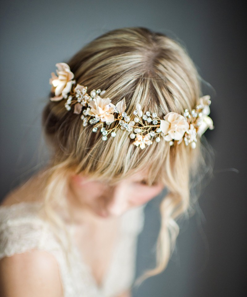 Bohemian Wedding Hair Wreath | https://emmalinebride.com/bride/bohemian-wedding-hair-wreath/
