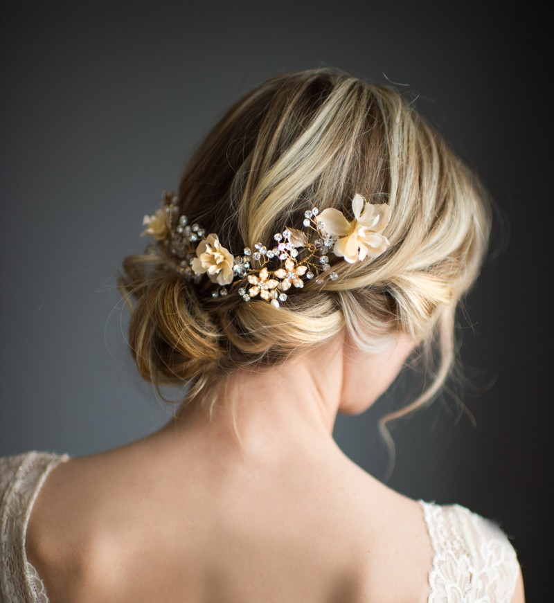 Bohemian Wedding Hair Wreath | https://emmalinebride.com/bride/bohemian-wedding-hair-wreath/