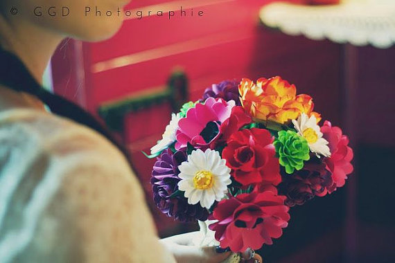 boho style | wedding bouquets made of paper via emmalinebride.com