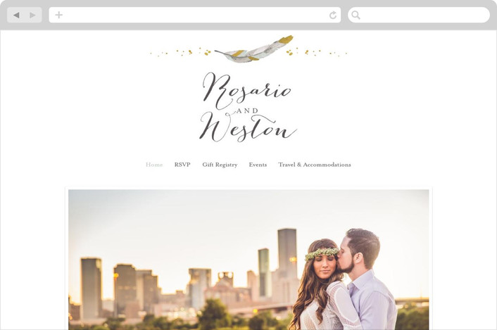 boho dipped feathers wedding website
