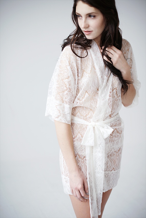 bridal lingerie - lacy white robe (by Tessa Kim)