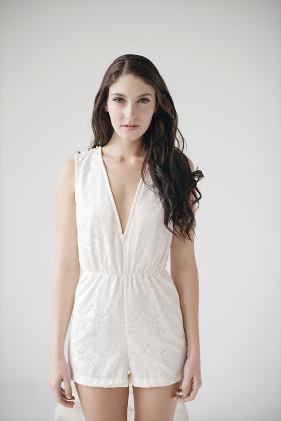 bridal lingerie - white romper (by Tessa Kim)
