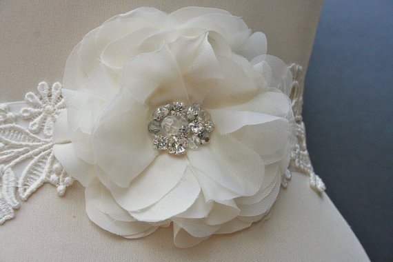 Ivory Lace Bridal Sash by Fancie Strands (via The Marketplace at EmmalineBride.com)