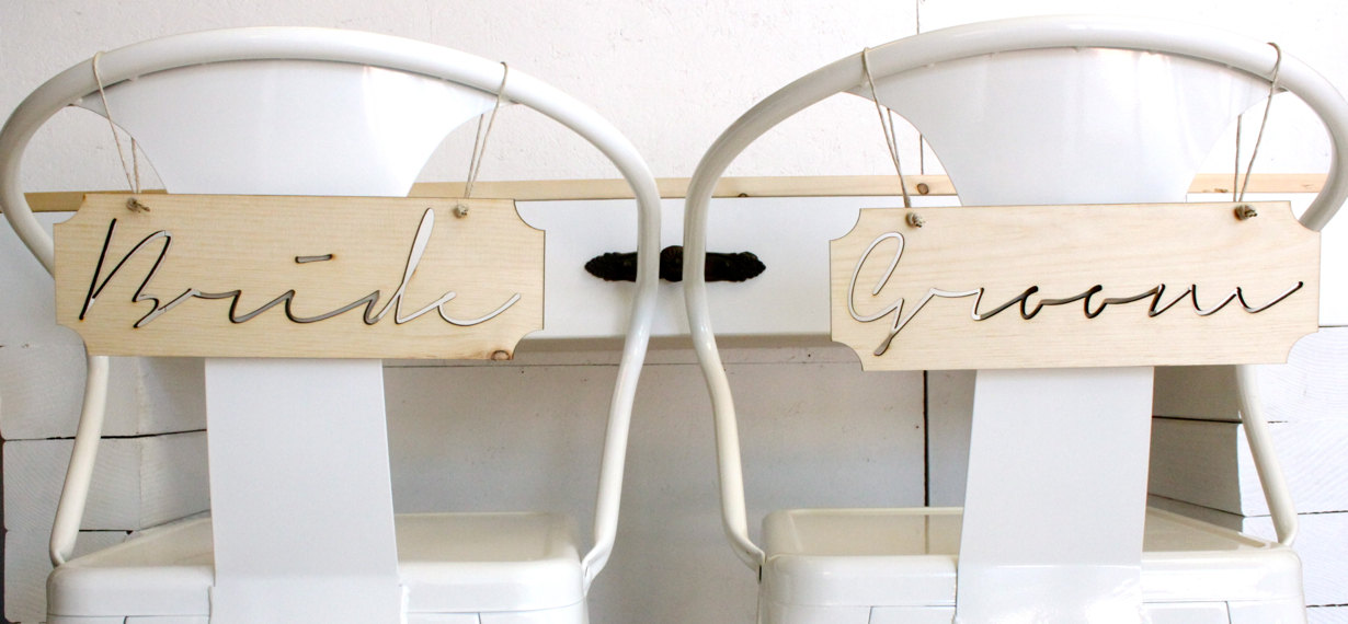 bride and groom chairs | via bride and groom chair signs https://emmalinebride.com/decor/bride-and-groom-chairs/ | via https://emmalinebride.com/decor/bride-and-groom-chairs/