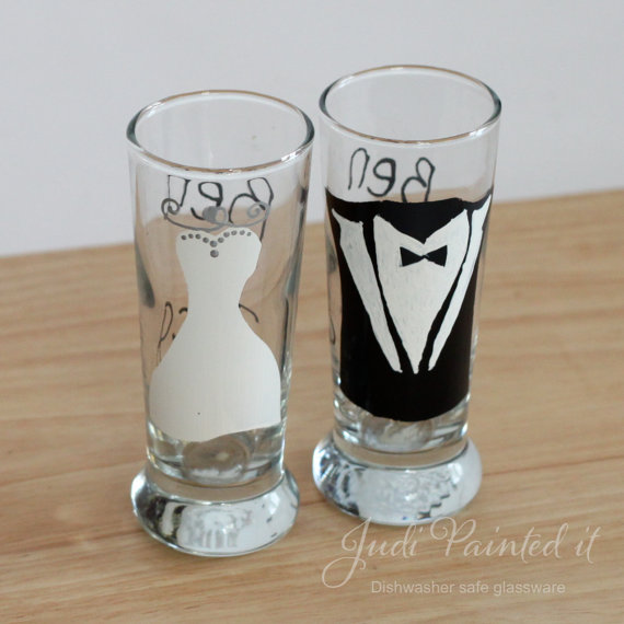 Bridesmaid Shot Glasses (by Judi Painted It via EmmalineBride.com) #handmade #wedding