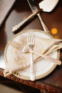 bride groom vintage wedding silverware cake forks