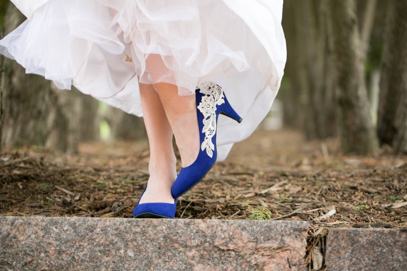 Blue Suede Heels with Lace