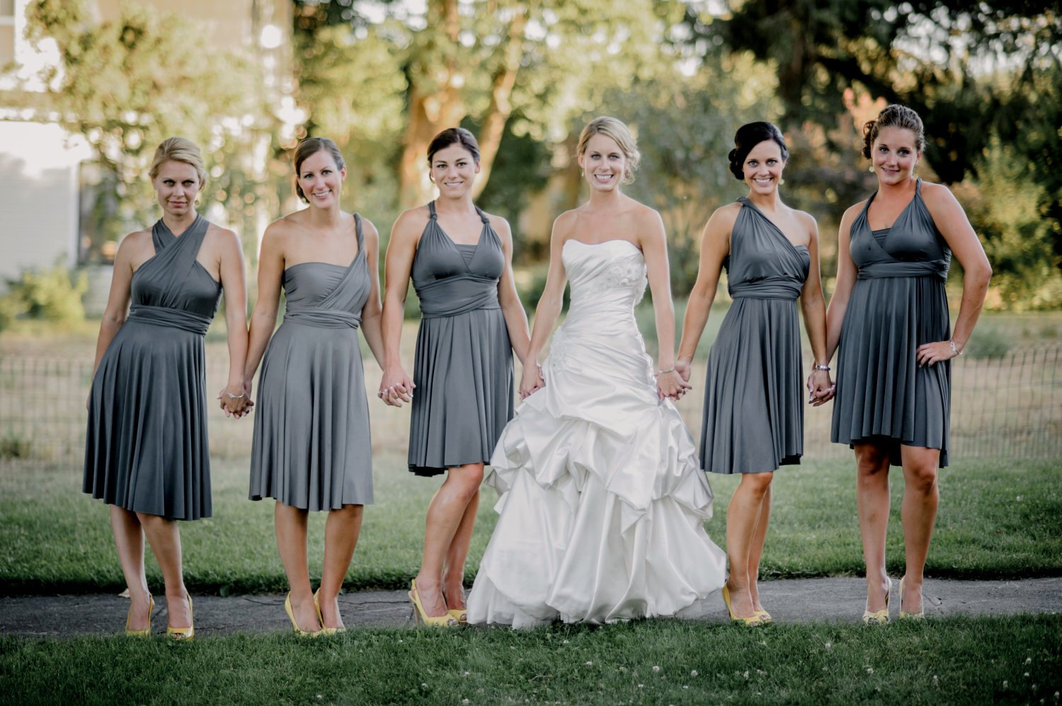 bridesmaid dress worn different ways | via https://emmalinebride.com/bridesmaids/bridesmaid-dress-worn-different-ways/