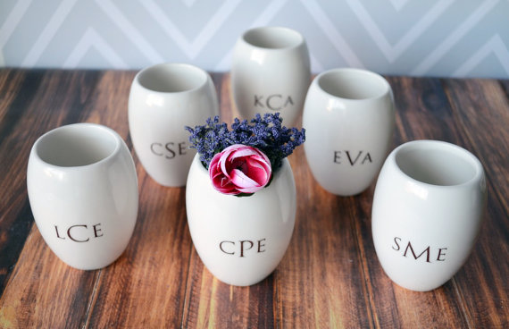 bridesmaid monogram vases | monogrammed bridesmaid gifts