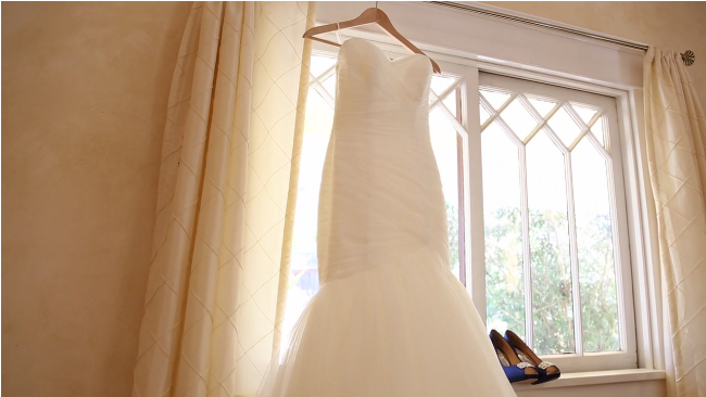 brides wedding dress and shoes for her Sova Gardens wedding film