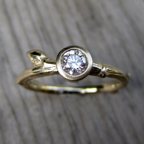 budding twig diamond engagement ring with twig style band