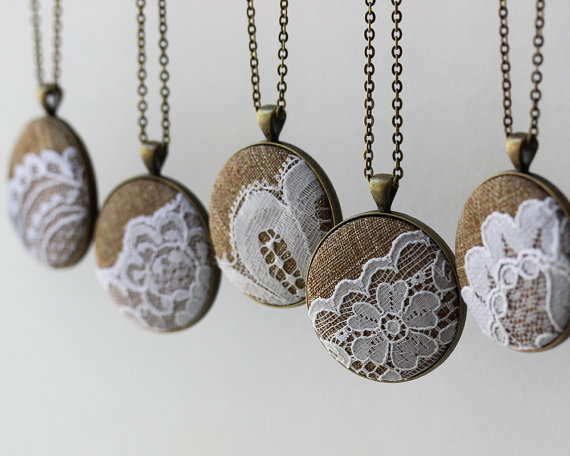 burlap and lace wedding necklaces