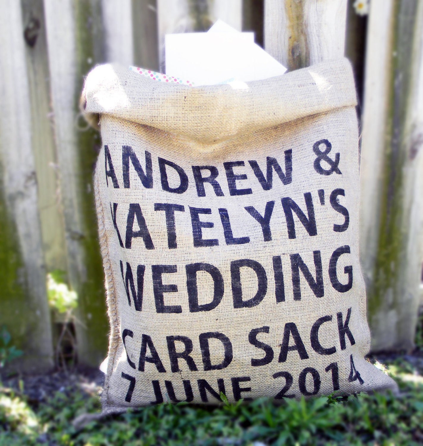 burlap card sack | 50 Best Burlap Wedding Ideas | via https://emmalinebride.com/decor/burlap-wedding-ideas/